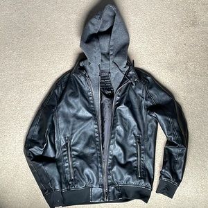 Zara sz: S Faux leather jacket/ removable hoodie
